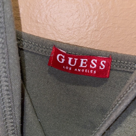 GUESS Y2K Rhinestone Logo Tank Top - Olive Green - Picture 4 of 5